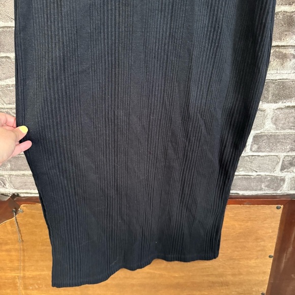 Sweaty Betty London Henley Midi Dress black ribbed long sleeve snap buttons neck - Picture 7 of 12
